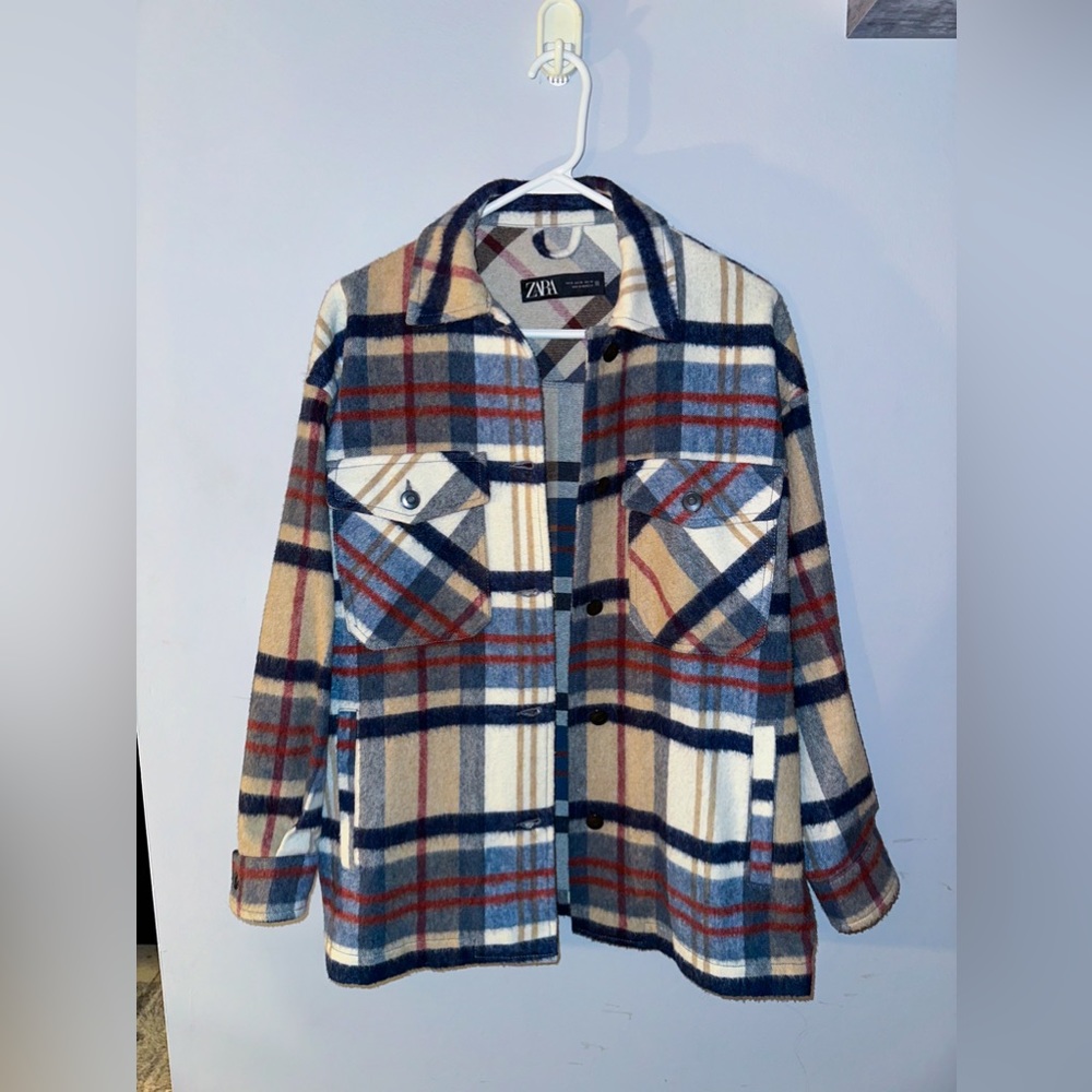 XS zara long sleeve multi colored/plaid striped jacket